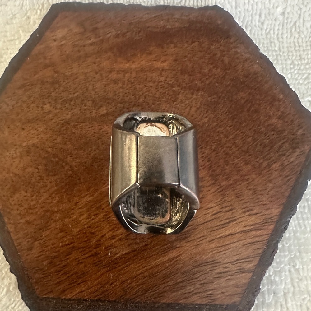 Bold Rectangular Ring With Amber Stone - image 5